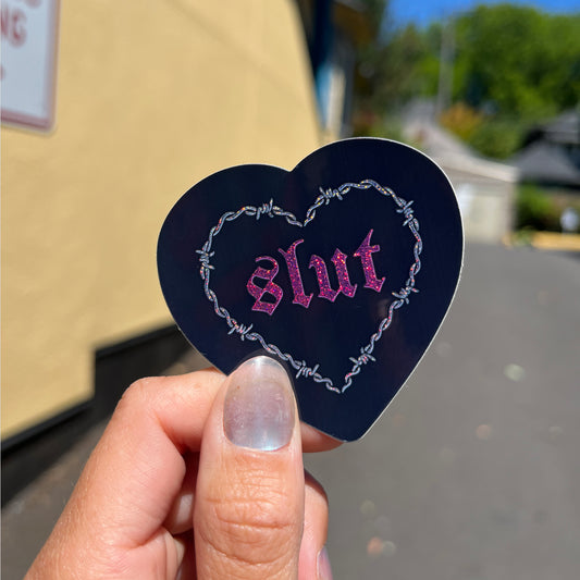 SLUT Shimmer Heart Sticker