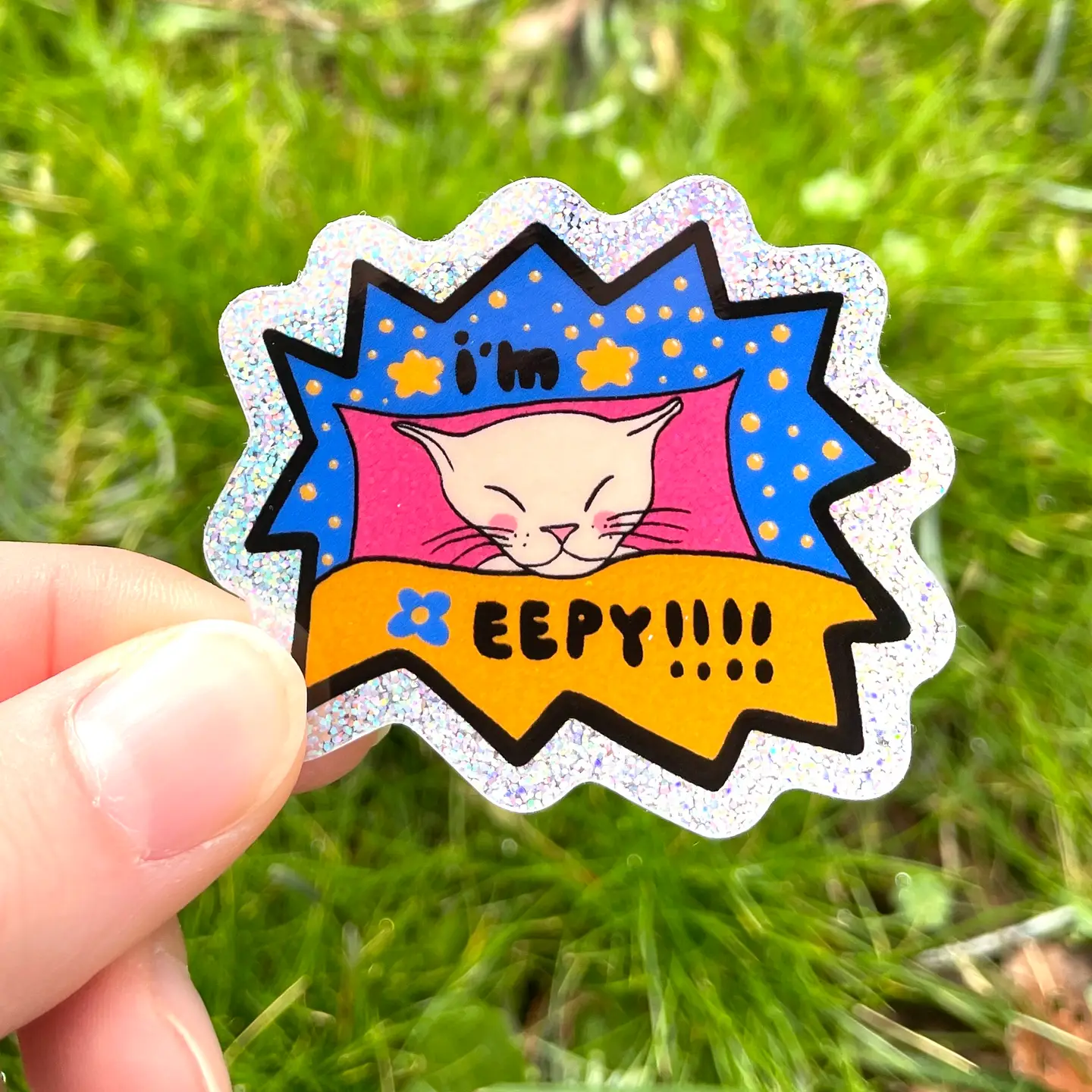I'm Eepy! Sparkly Cute Cat Sticker
