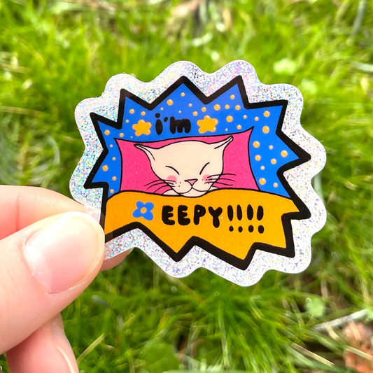I'm Eepy! Sparkly Cute Cat Sticker