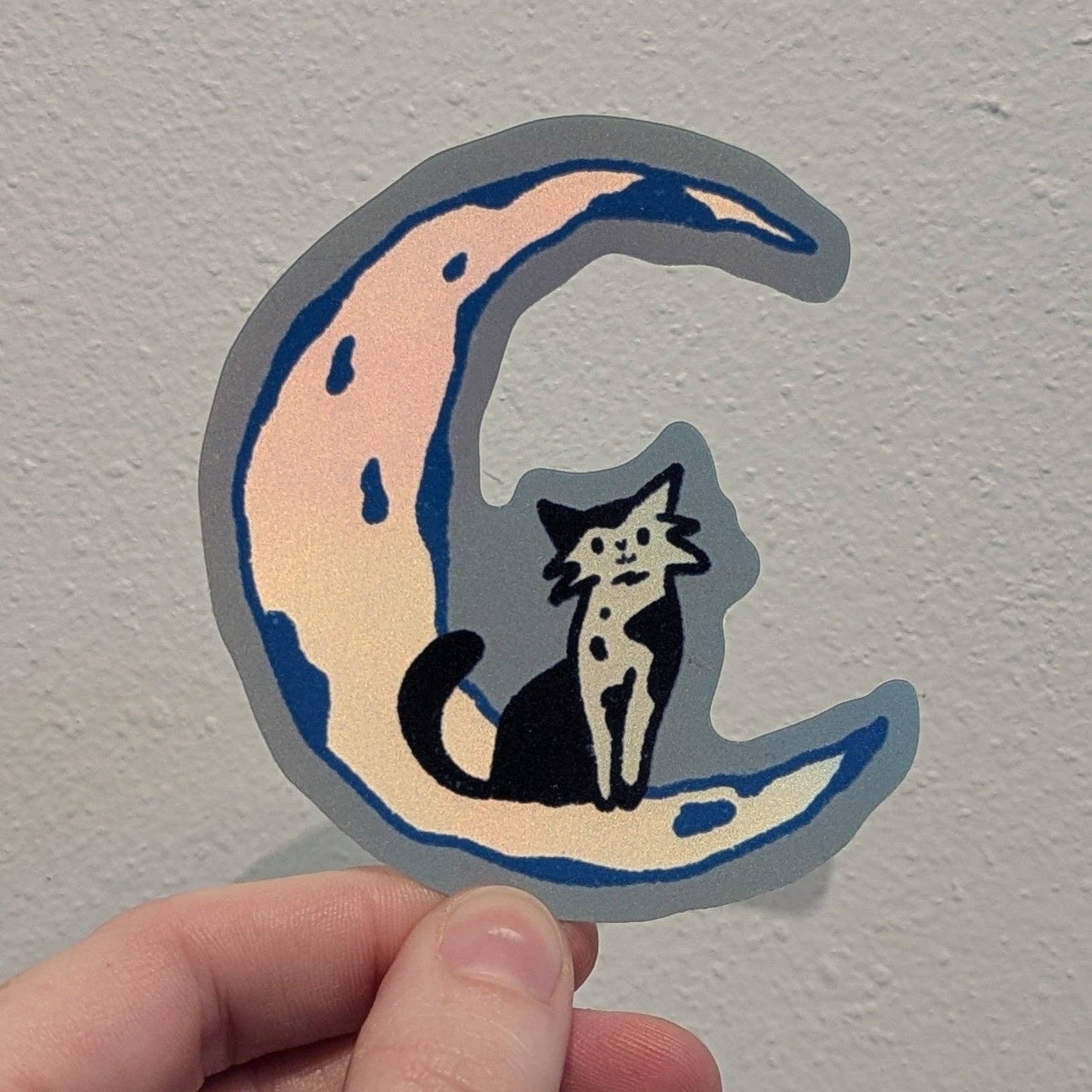 Vaporwave moon cat sticker