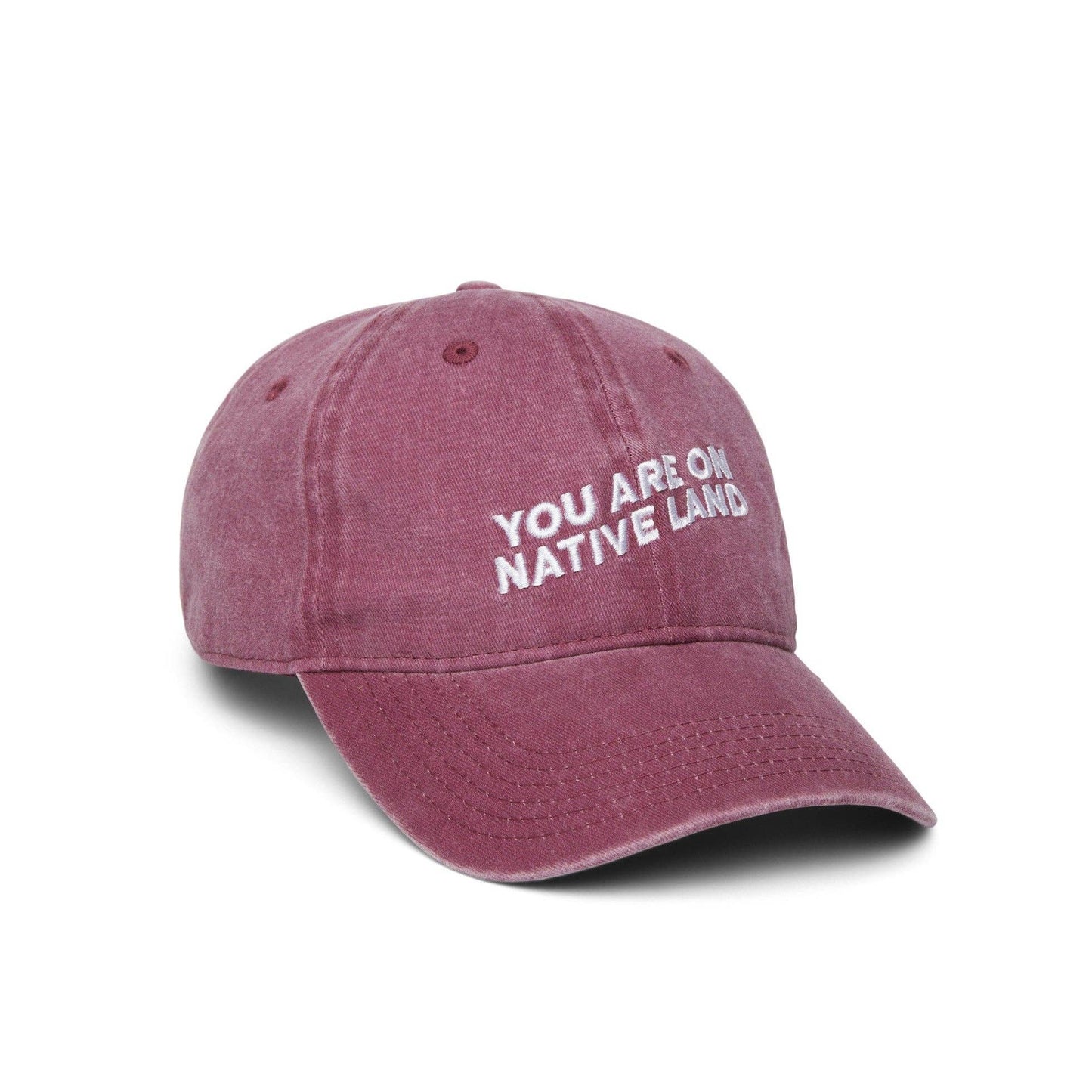 'YOU ARE ON NATIVE LAND' Dad Cap in Maroon