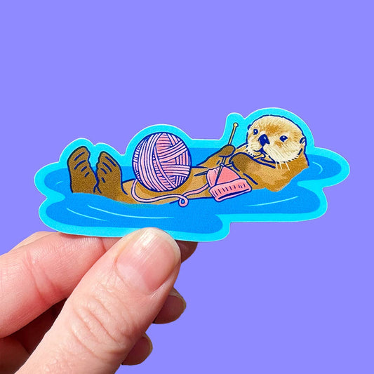 Knitting Sea Otter - Vinyl Sticker
