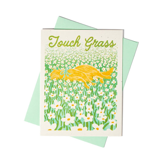 Touch Grass Cat - Risograph Card