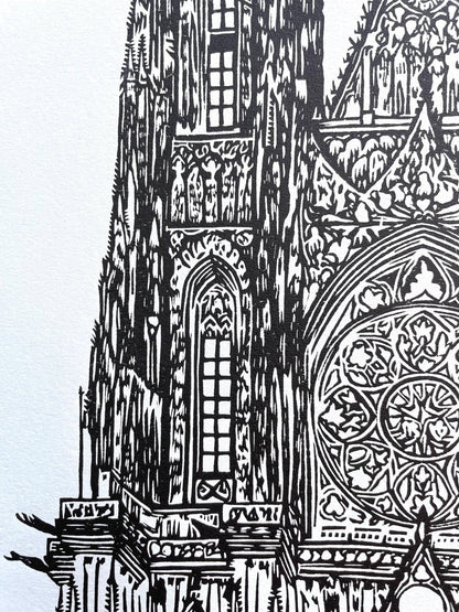 Gothic Cathedral Linocut Print