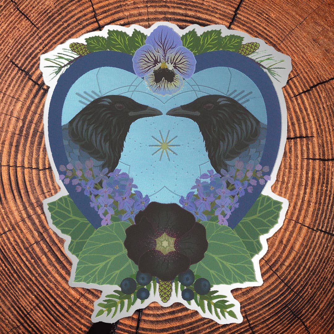 Crow Heart Matte Mirror  Sticker