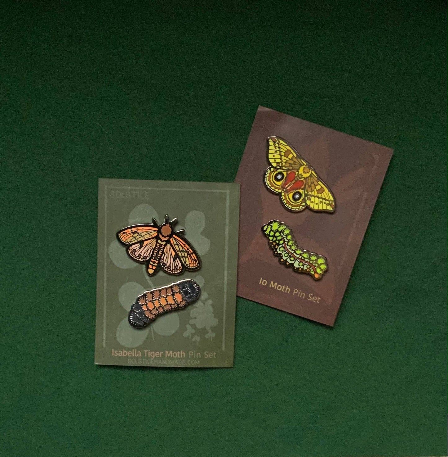 Isabella Tiger Moth Pin Set (woolly bear caterpillar)