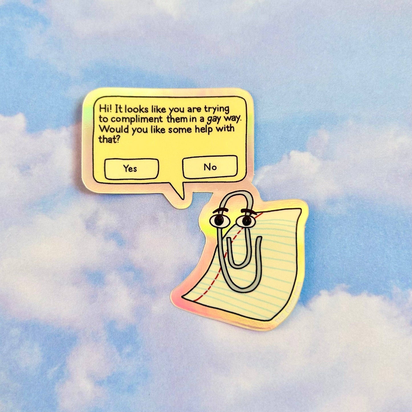 Gay Clippy Holographic Sticker