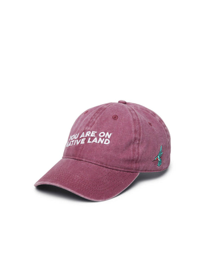 'YOU ARE ON NATIVE LAND' Dad Cap in Maroon