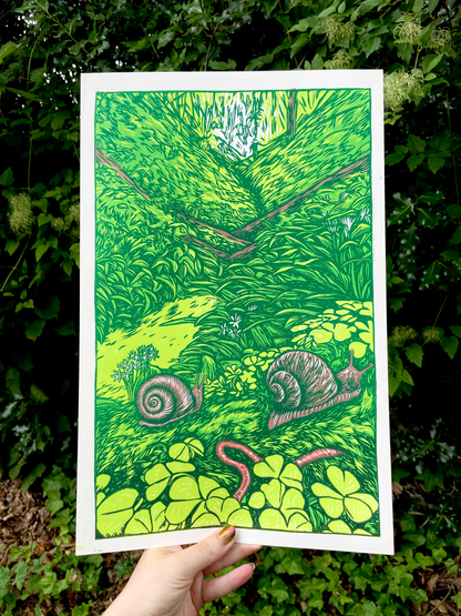 PNW Nature Linocut Print