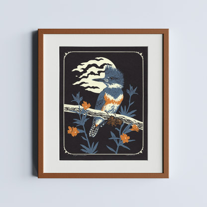 Kingfisher & Monkey Flower 11x14" Giclee Print