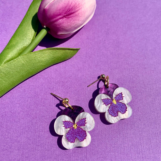 Mini Pansies Earrings