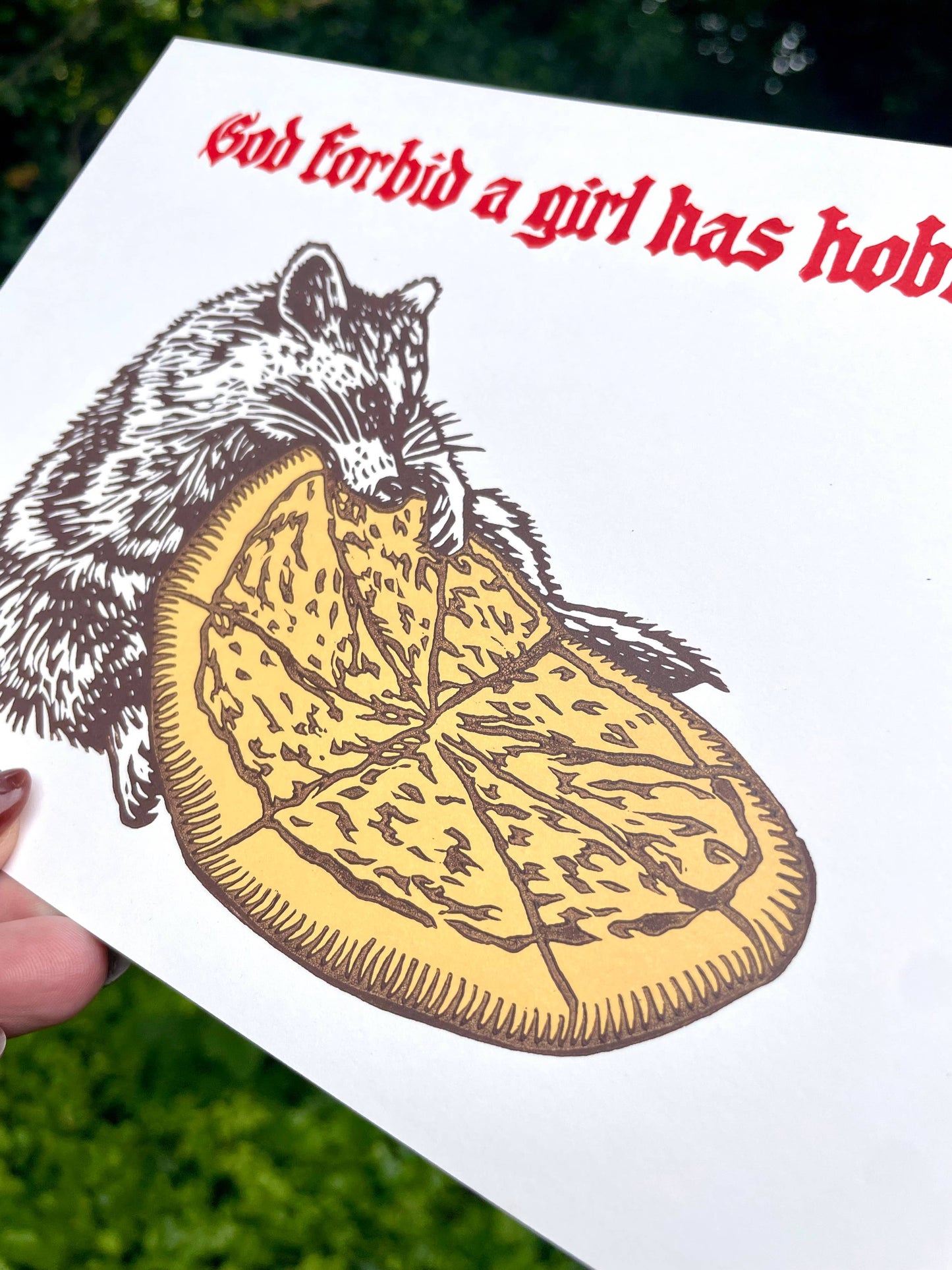 Raccoon Linocut Print