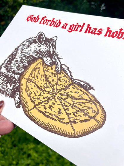 Raccoon Linocut Print
