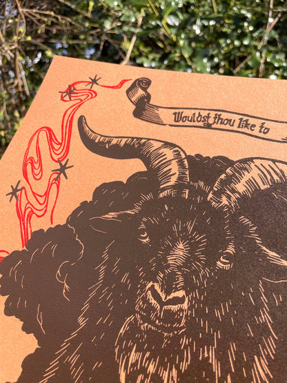 Black Phillip Linocut Print