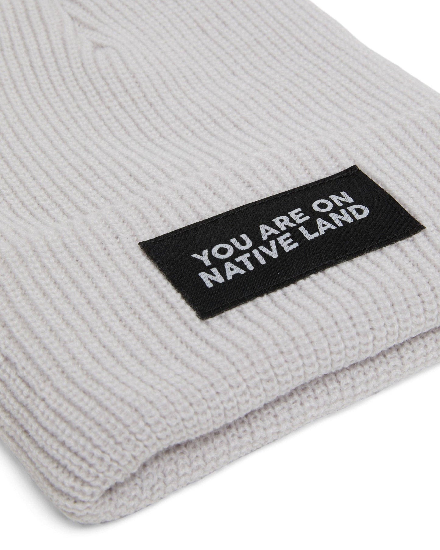 'YOU ARE ON NATIVE LAND' Beanie in Grey