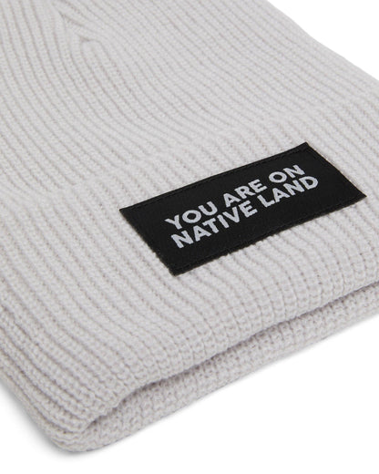 'YOU ARE ON NATIVE LAND' Beanie in Grey