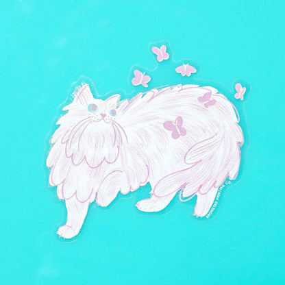 Butterfly Cat Clear Sticker