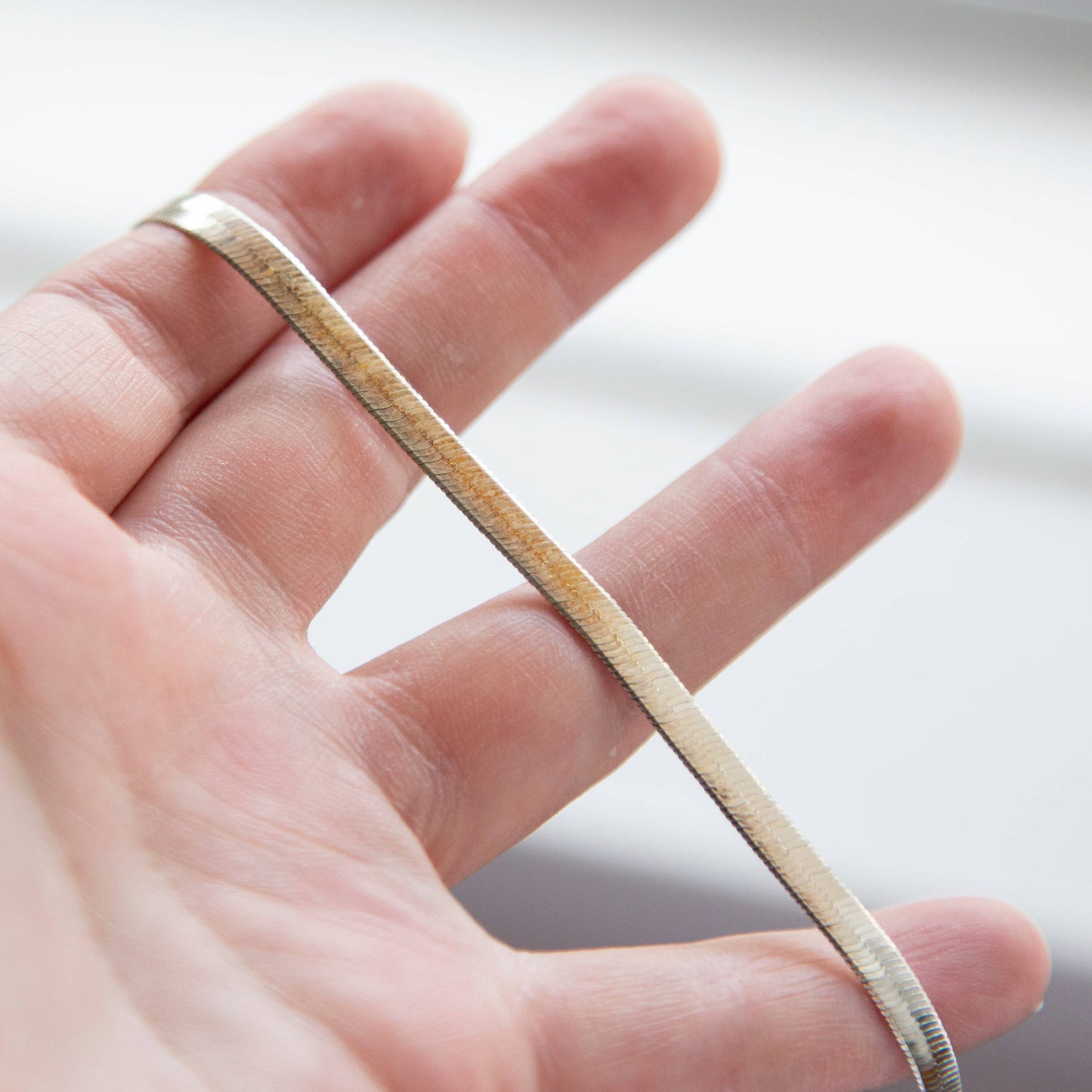 Vintage Flat Silver Snake Chain Necklace