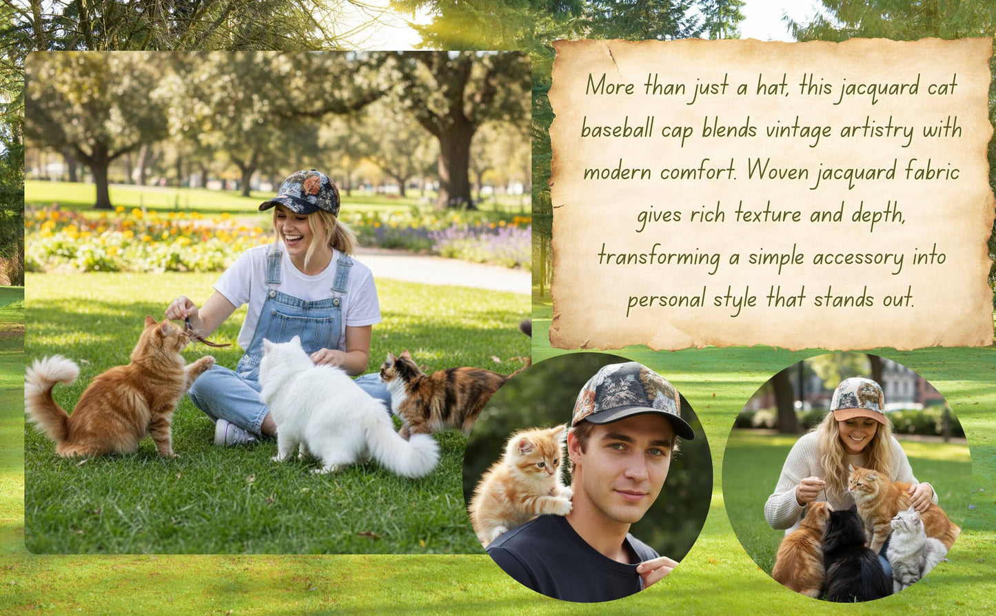 Jacquard Cat Tapestry Baseball Cap