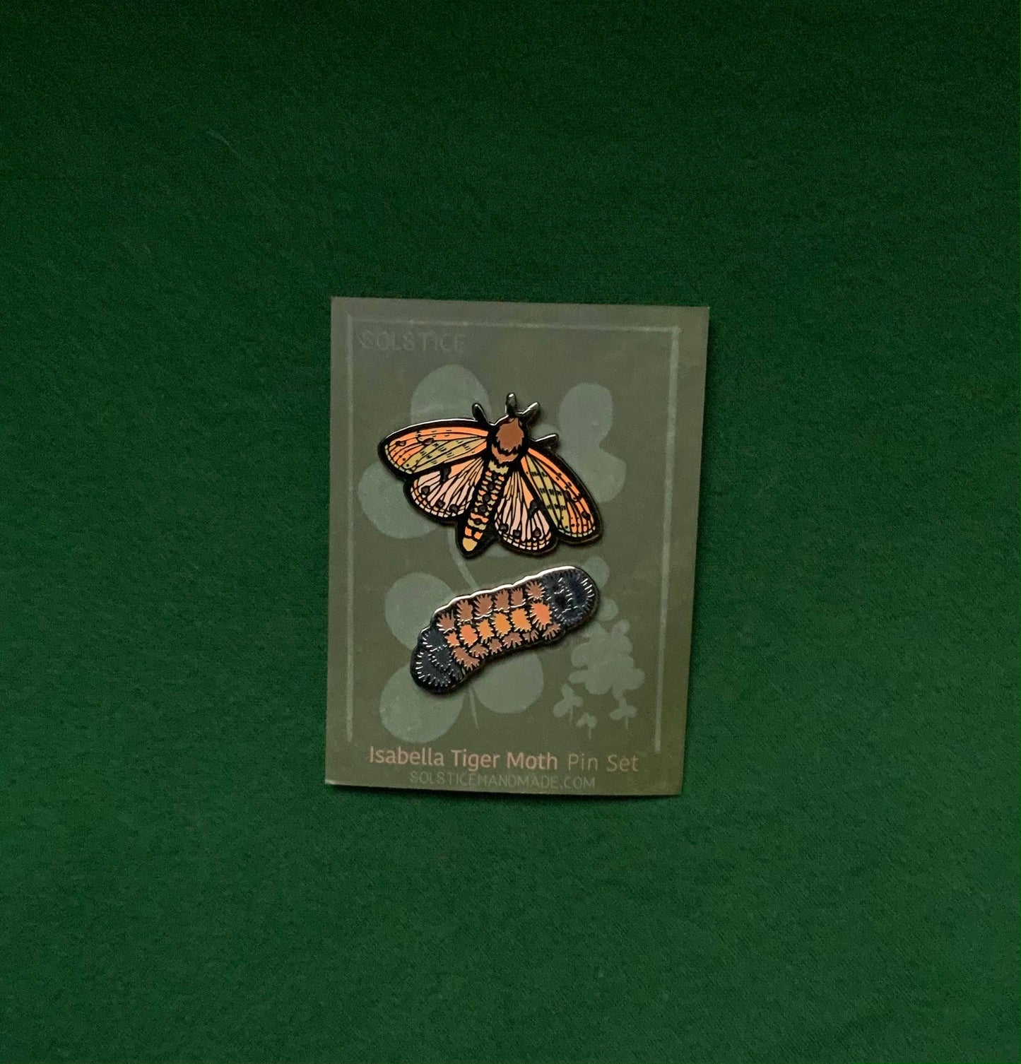 Isabella Tiger Moth Pin Set (woolly bear caterpillar)