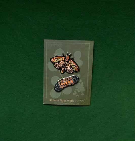 Isabella Tiger Moth Pin Set (woolly bear caterpillar)