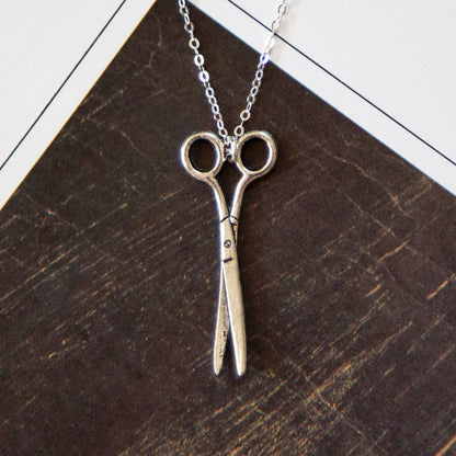 Vintage Silver Scissors Charm Necklace