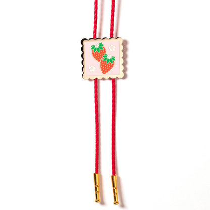 Strawberry Stamp Bolo Tie