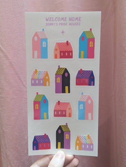 Welcome Home Pride Houses Sticker Sheet