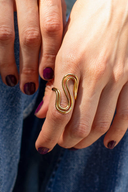 Between Two Rivers Ring - 18K Gold Plated