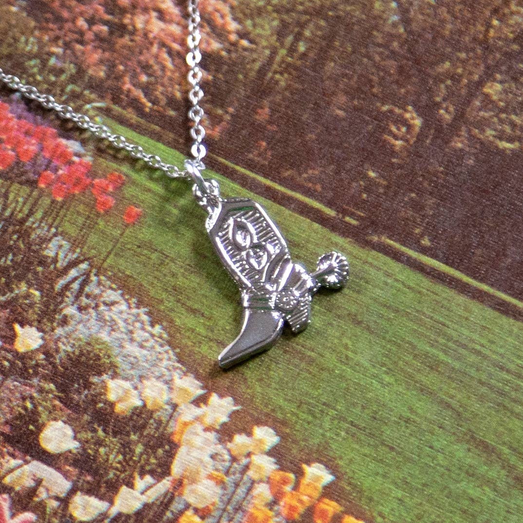 Vintage Silver Cowboy Boot Necklace