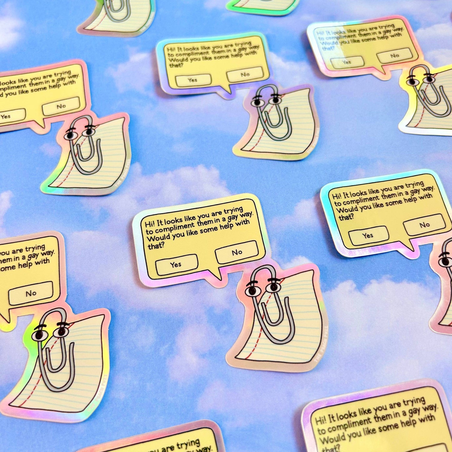 Gay Clippy Holographic Sticker