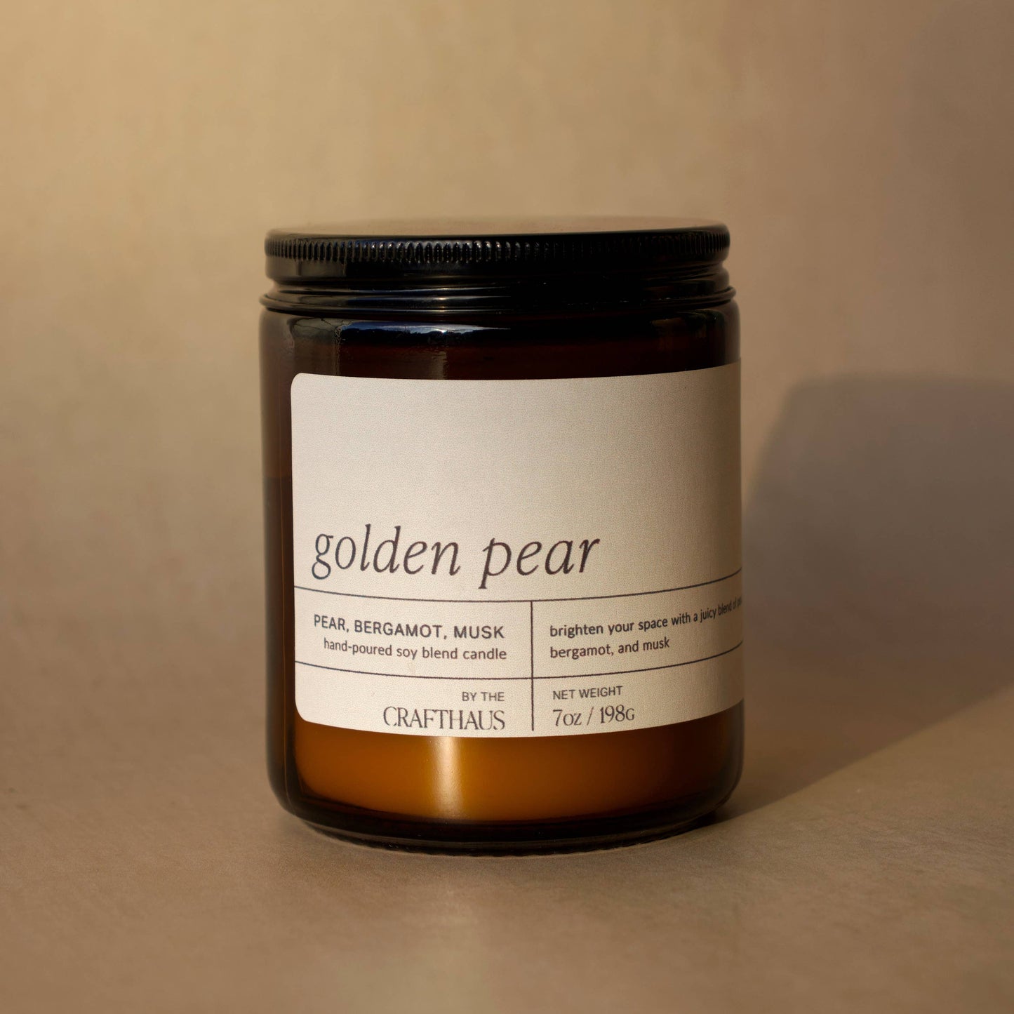 Golden Pear - 7 oz. Amber Glass Soy Candle