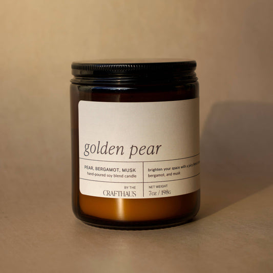 Golden Pear - 7 oz. Amber Glass Soy Candle