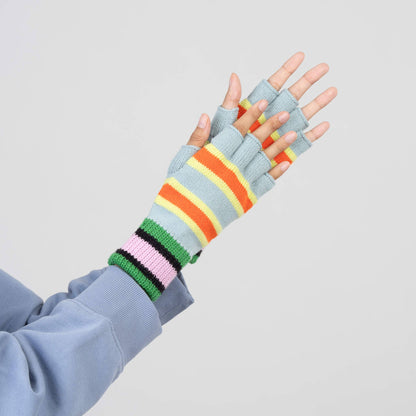 Zipper Stripe Fingerless Gloves