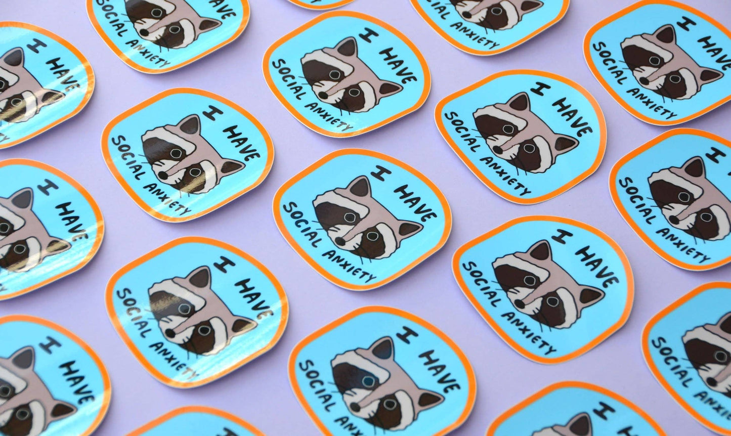 I Have Social Anxiety Raccoon Sticker