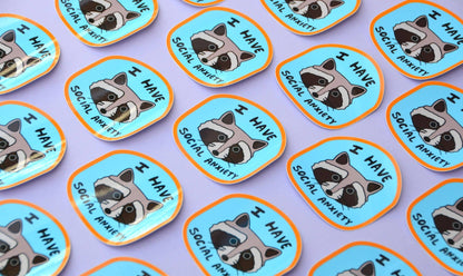 I Have Social Anxiety Raccoon Sticker