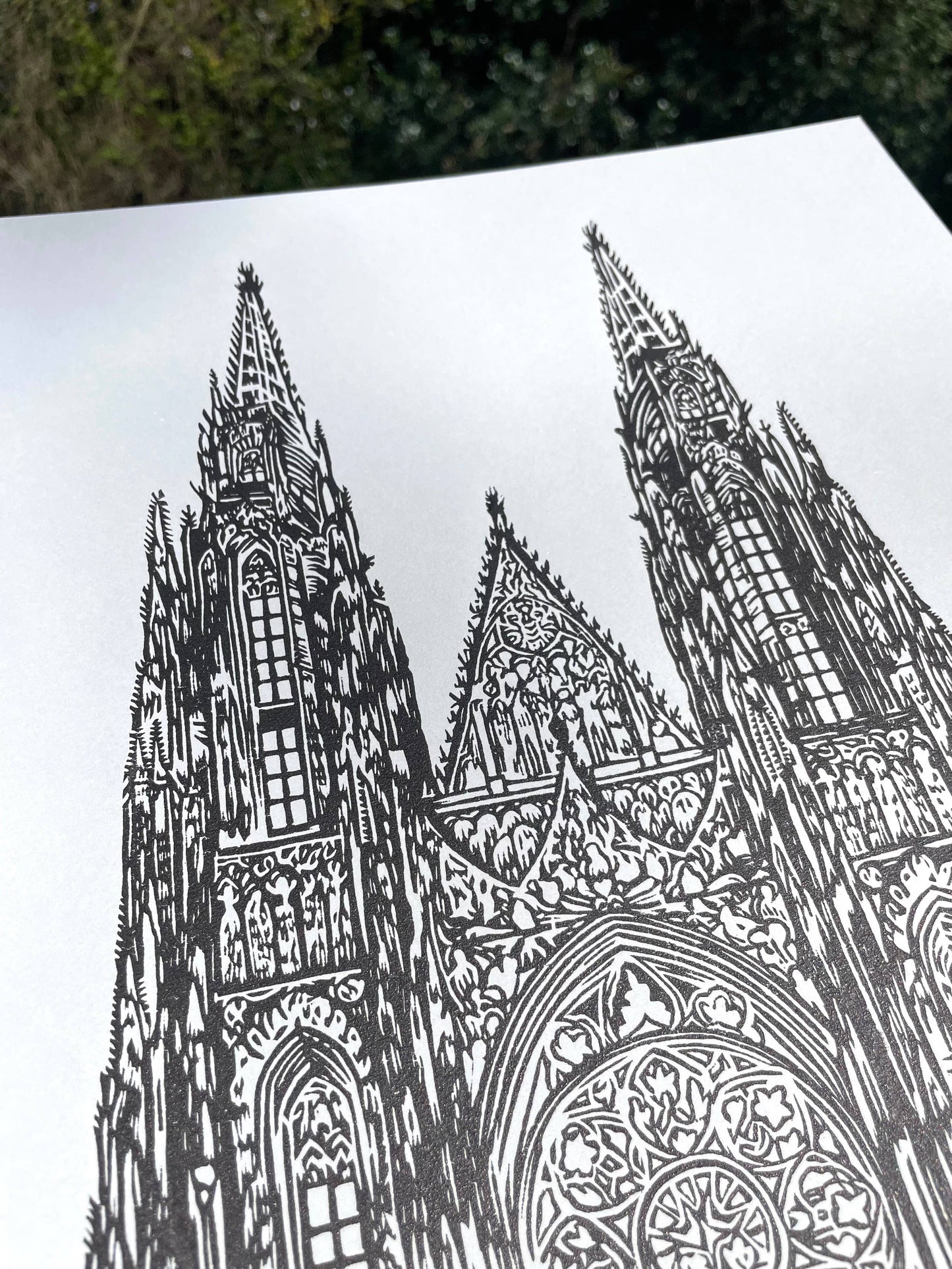 Gothic Cathedral Linocut Print