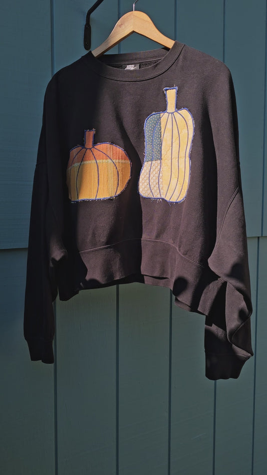 The "Charm" Crewneck - Upcycled Crewneck with Appliquéd Gourds