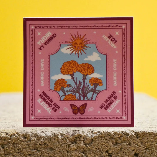 Chinga La Migra sticker (Marigold / Cempazuchitl)